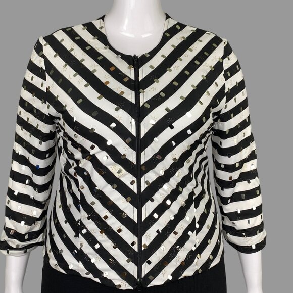 Joseph Ribkoff sequin striped jacket - Picture 1 of 7